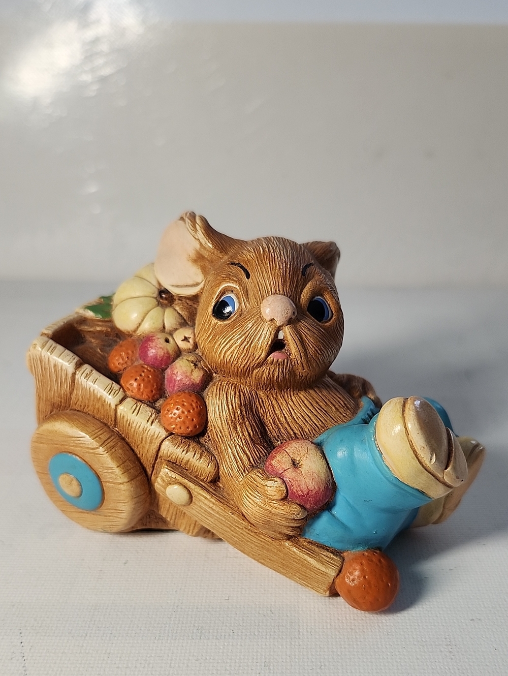 Pendelfin Barrow Boy  Figurine with Fruit Cart - Blue Accent